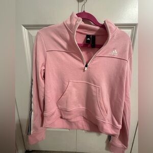 Adidas Women's Light Pink Quarter-Zip Sweater